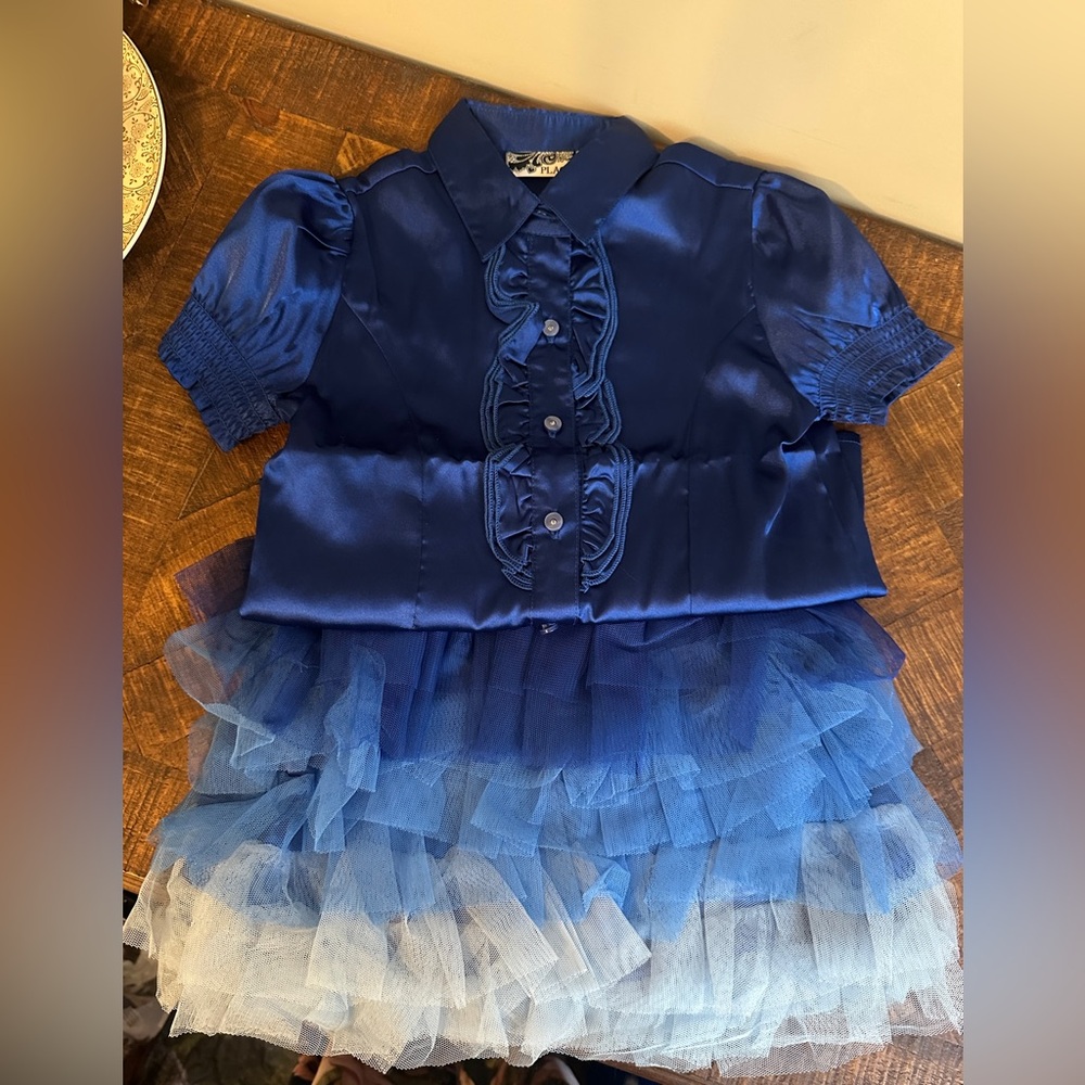 NWT 5 Children's Place Tiered Tulle Skirt & Matching Blue Shirt, Dressy‎
